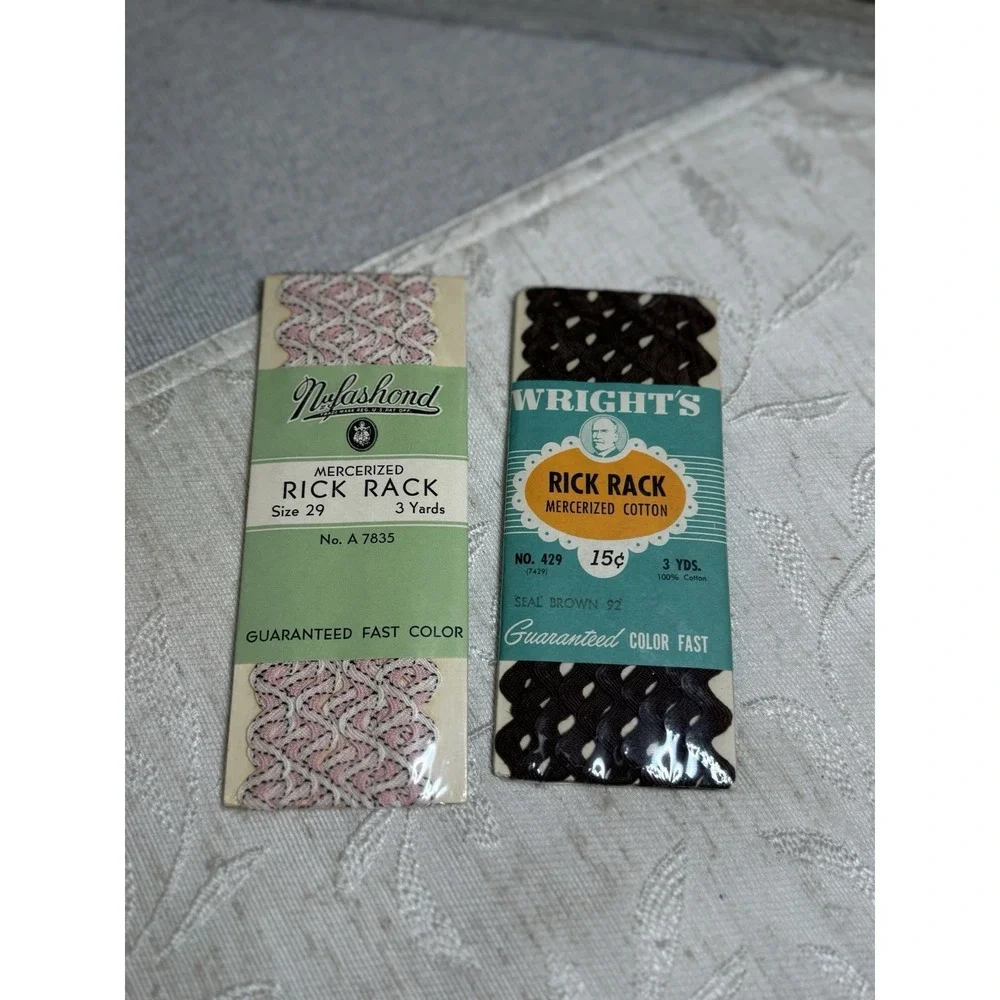 Vintage Nufashond & Wright's Rick Rack | Mercerized Cotton Trims | 15¢ Packaging